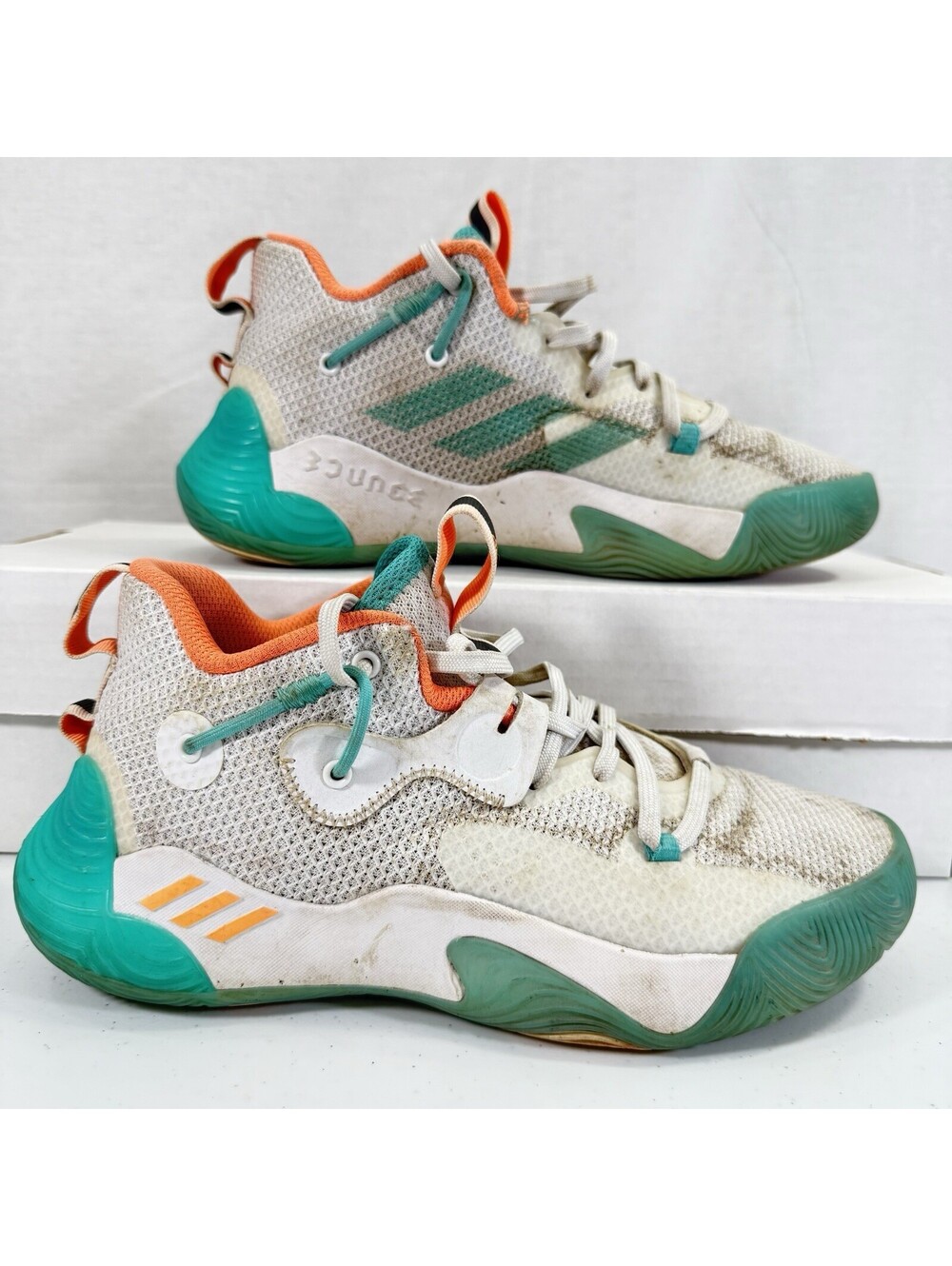 Adidas Harden Stepback 3J Youth Size 6 Basketball Shoes White Sneakers GW6575